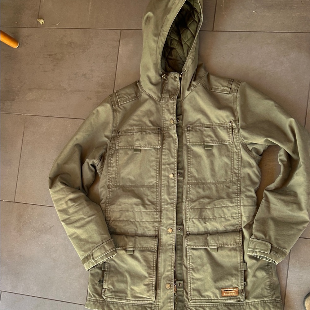 L.L. Bean Khaki Hooded Utility Jacket